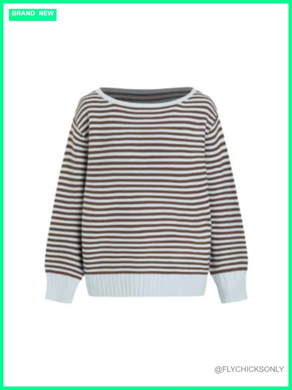 Off the Shoulder Striped Oversized Ribbed Knit Sweater Pullover
